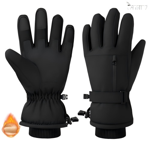 JASGOOD Black Waterproof Thermal Winter Gloves for Outdoor Activities
